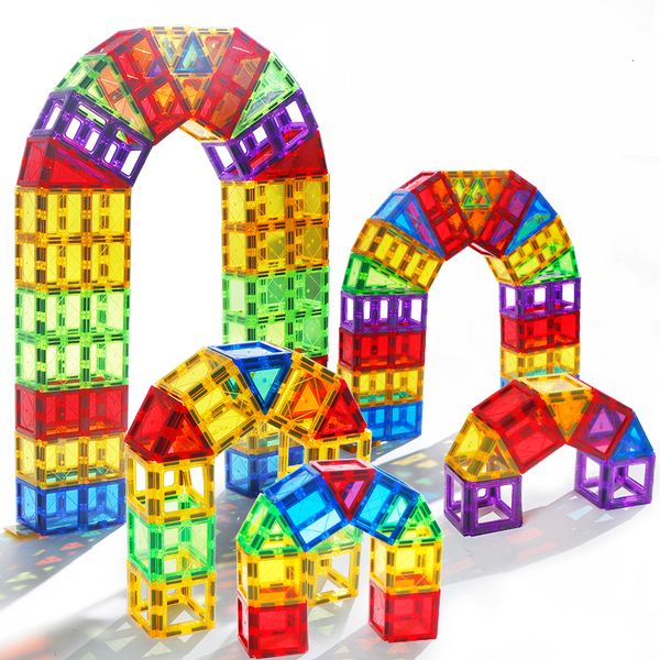 Bloqueos Building Magnetic Toys Montessori Regalo Construcción de bricolaje Conjunto de niños Toy de azulejos educativos transparentes para niños 230209