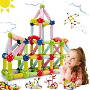 Bloques de juguete de construcción magnético para niños, palos magnéticos Diy, juego de construcción de bolas, juegos, juguetes educativos Montessori para niños, regalos 230213