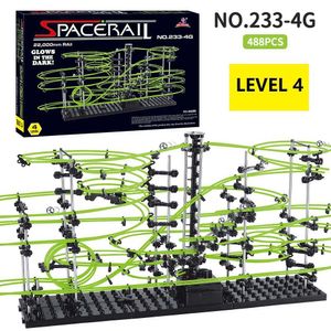 Blokken Marble Run Maze Race Track Games Lichtgevende Spacerail Rollercoaster Ball Level 2 3 4 Electric Lift Model Education Science ToyHKD230701