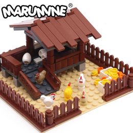 Blocs Marumine 138 pièces ferme poulet bâtiment classique Construction MOC briques assemblage maison modèle Kit enfants noël jouets 231030