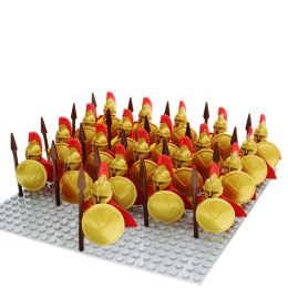 Blokkeert middeleeuwse Romeinse ridder Crusades Spartacus Eomer King Haldir Urukhai Solider Figuren met Spear Building Block Kids Steam Toys