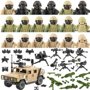 Blokkeert Militaire bouwstenen Solider Figuren Geschenken Geschenken Wapenpistolen Accessoires Apparatuur Off-road Voertuig Mortel Machine Gun Kid Toys 230523