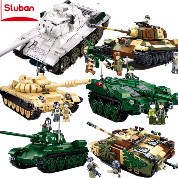 Bloque le challenger militaire Leopard Panther Heavy Main Battle Tank Tank Soldier Blocs Blocs de construction Modèle Plastique Bricks Army Toys for Children