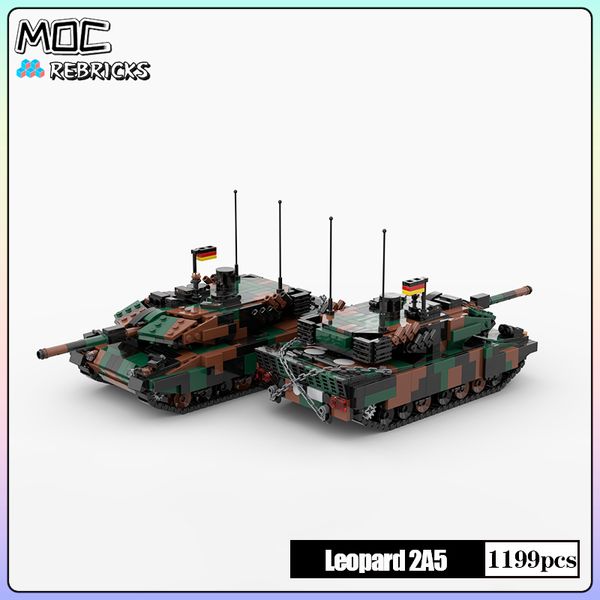 Blocs Militaire Guerre MOC Leopard 2A5 Char de Combat Principal Peut Transporter Des Soldats Bloc De Construction Modèle Collection Ensembles DIY Jouets Enfants Cadeaux 230731