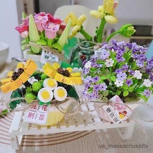 Blokken mini bonsai bloemen planten bouwsteen diy groen planten boeket potten huizendecoratie kinderen speelgoed voor meisjes kerstcadeaus r230814