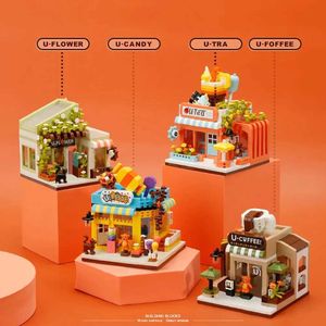 Blocs Mini Building Bloc Set Street View TEA House Model Toy 650PCS Convient aux adolescents avec des boîtes H240523