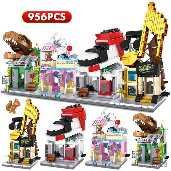 Blocs Mini City Street View In Shoe Store House Architecture Building Blocks Friends Figures Briques Jouets Pour Enfants Cadeaux R230718