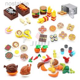 Blocs Mini nourriture accessoires de cuisine jouets blocs de construction pièces Hamburger Pizza frites gâteau Dessert biscuits au chocolat MOC assembler brique 240401