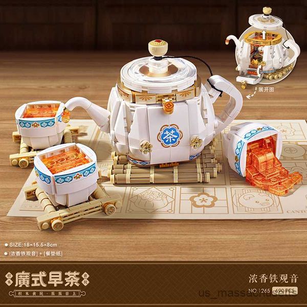 Bloques Mini Bloques de construcción gourmet Diy Desayuno creativo Bolsa de té Comida Modelo 3D Decoración del hogar Juguetes ensamblados para niños Regalo de vacaciones R230817