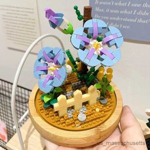 Blocs Mini bloc de construction en pot fleurs bricolage bouquet de plantes assemblage de micro particules bloc de fleurs maison ornements jouets pour enfants cadeaux R230817