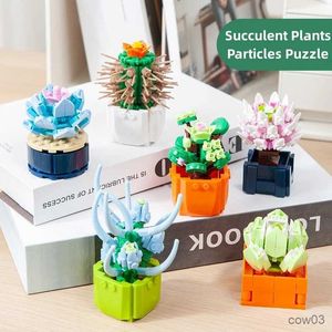 Blocs Mini Succulent Building Block DIY Petites Particules Puzzle Plante Pot De Fleur Décoration De La Maison Jouet Éducatif Enfants Cadeau D'anniversaire R230720