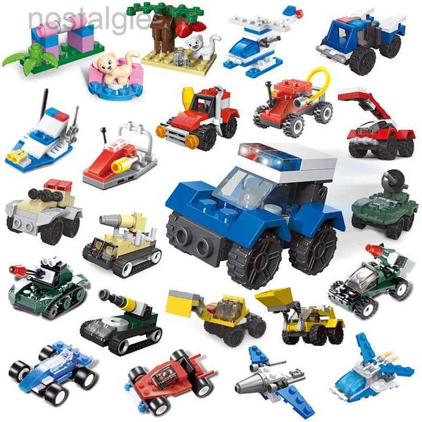 Bloques Mini Transporte tanque avión Coche Educativo Modelos ensamblados Bloques de construcción Compatible pequeños ladrillos juguetes para niños 240401