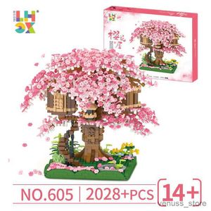 Blokken Mirco Sakura Bloem Boomhut Bouwsteen Creatieve Street View Kersenbloesem Decor Valentijnsdag Speelgoed Geschenken R230701