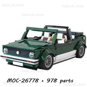 Blocks MOC-26778 CRÉÉCIALE CRÉATION Mini Cooper Golf Cabriolet Sports Roadster Blocs Buildings Super Racing Car Toy Véhicules Modèle Gift T240325