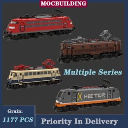 Blocs MOC City Freight Railway Train Set Red Locomotive Model Building Block Assembly Transport Vehicles Collection Series Toy Gifts 230710