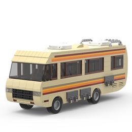 Blokkeert MOC Classic Movie Breaking Bad Car Building Kit White Pinkman Cooking Lab RV voertuigmodel Toys For Children Gifts 230206