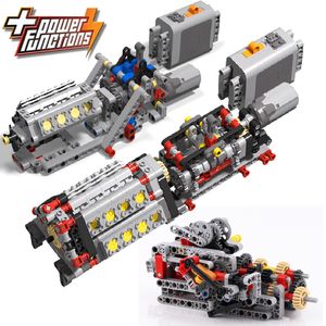 Blokken Moc Creatieve Elektrische Diy High Tech Onderdelen Gemonteerd Gebouw Motor Versnellingsbak Achteruit Mechanische Groep Model Motor Speelgoed 230731