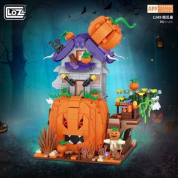 Blokken MOC Creatieve MINI Halloween Huis Bakstenen Sets Stad Pompoen Hut Party Decoratie Bouwsteen Kinderen Speelgoed Halloween Geschenken T221101