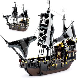 Bloques MOC creativo barco pirata juego de aventura construcción DIY ladrillos decorativos luminosos niño juguete para regalo 231114