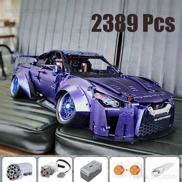 Blocks MOC High-Tech GTR Rare Purple Super Fast Racing Sport Car 1 10 Power Building Blocs Brick Furious Toy Véhicules Modèles Goffe Boys T240325