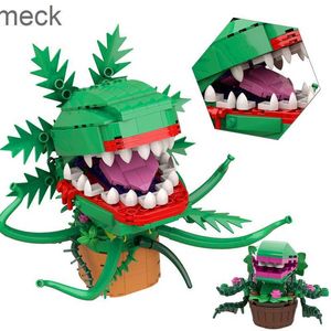 Blokkeert MOC Mini Chomper Flower Building Blocks Kit Man Eater Plants Bricks Pet Green Caterpillar Toys For Children Birthday Xmas Gfits