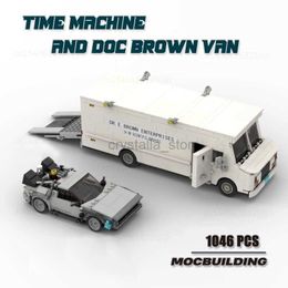 Blocs de construction MOC Technology Bricks Time Machine et Doc Brown Van, voiture de course urbaine, modèle Expert créatif, jouet retour vers le futur 240120