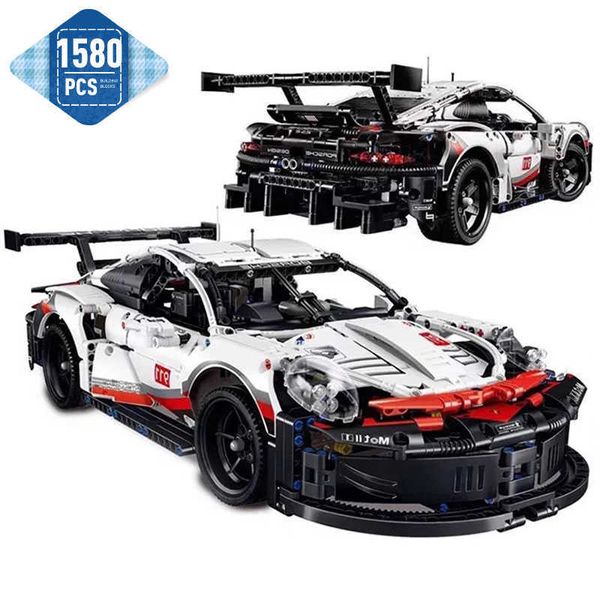 Bloques Kits de construcción de modelos Vehículos de carreras 911 Fórmula técnica de autos deportivos Campeones de velocidad de autos deportivos Bloques de construcción 1580 PCS Modelo 42096 RSR Juguete para niños J240307