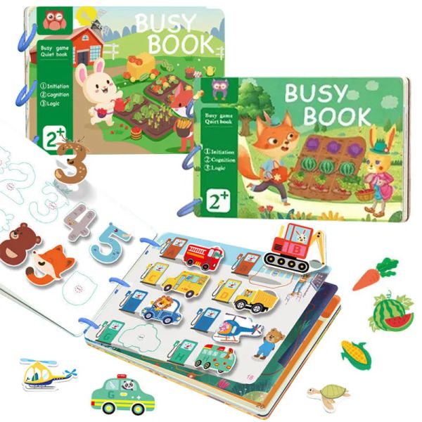 Bloqueos Montessori Baby Quiet Book Toys Educación temprana Hookloop Sticker Sensory Game Parish Aprendiendo mi primer libro ocupado de 36 años