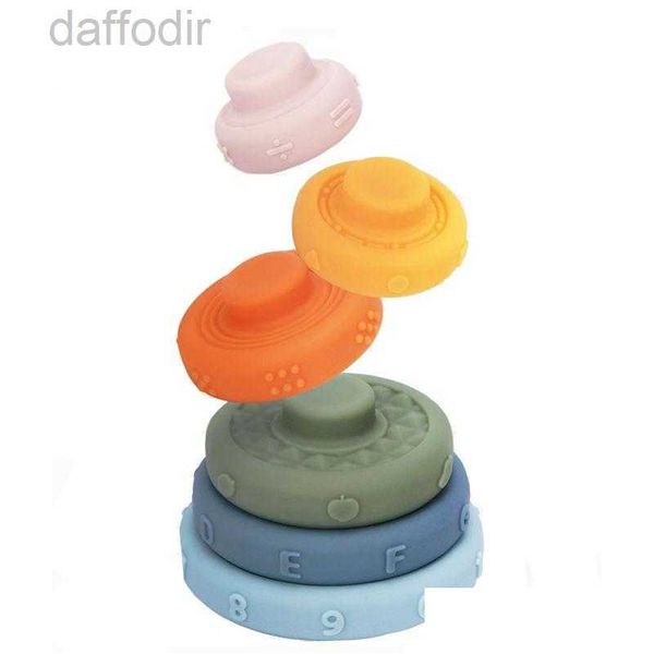 Blocs Montessori pile tour jeux bébé Sile dentition jeu de développement précoce baignoire doux bloc de construction jouets pour enfants Dr Dhsjf 240308