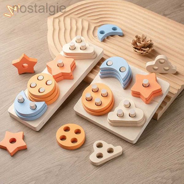 Blocs Montessori jouet blocs de construction en bois apprentissage précoce jouets éducatifs couleur forme Match enfants Puzzle jouets pour enfants garçons filles 240401