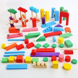 Blokken Montessori Houten Speelgoed Domino Instelling Accessoires Orgel Set HandOog Coördinatie Domino's Games Educatief Kinderen 230907