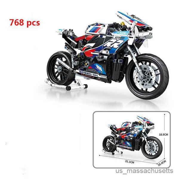 Bloqueos Building Building Block City Motor Racing Speed ​​Motorbike Off Road Modelo de vía juguetes para niños R230814