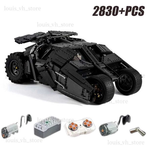 Bloques Nuevos 1 8 Ladrillos El tope de batmobile Batpod Motorcycle Conjunto de bloques de construcción de energía de alta tecnología para adultos Kit de modelo Juguete 2830 PILLETS T240325