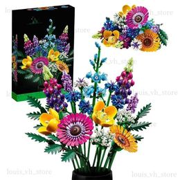 Blokkeert nieuwe 10313 Fomantic Flower Bouquet Rose Orchid Building Block Bicks Toy Diy Poted Illustration Holiday For Girlfriend Gifts T240325