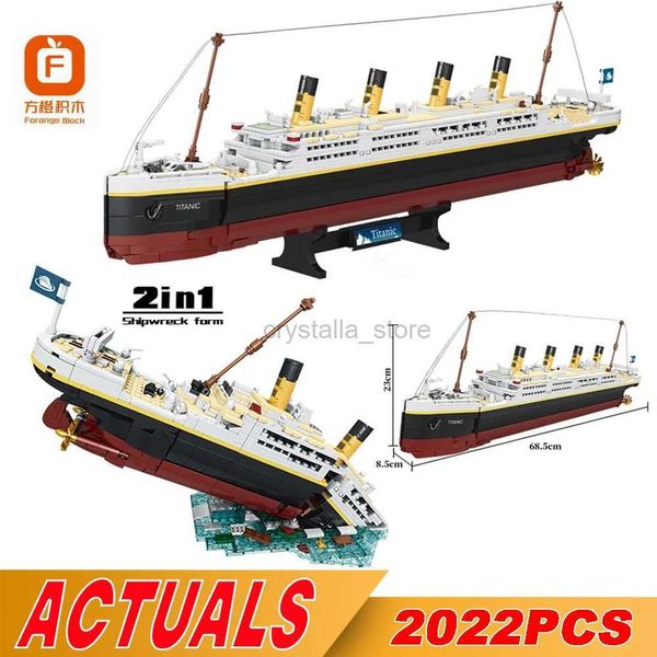 Bloques Nuevo 2022 Uds película creativa 2 en 1 Titanic gran crucero barco modelo barco de vapor bloques de construcción ladrillos DIY juguetes para niños regalos 240120