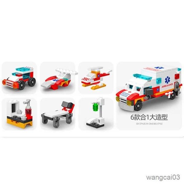 Bloques nueva ambulancia Escort coche paramédico médico Mini cargador camión modelo clásico conjuntos de bloques de construcción ladrillos juguete ciudad R231025