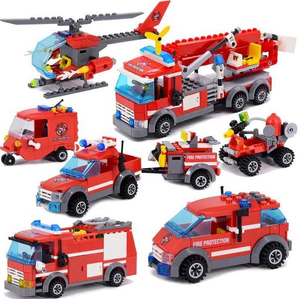 Blocs New City Fire Truck Police Car Building Bloc Toy Assembly Toy Toy Cadeau de Noël WX