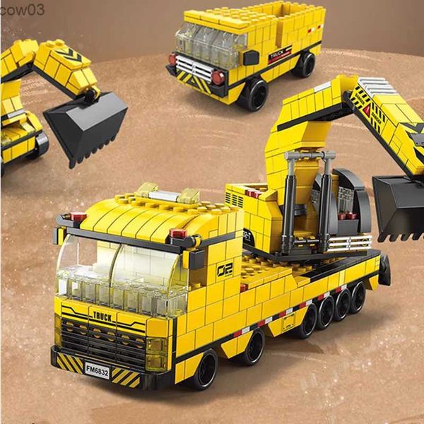 Blocs nouvelles machines d'excavation grue voiture camion gestionnaire de matériel modèle blocs de construction ensembles briques jouet ville R231020