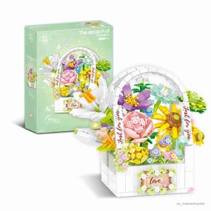 Blocks New Flowers Basket Bouquet Building Blocshs Friends Romantic Tulip Plant B Decoration Assembly Toys for Girls Birthday Gifts R230817