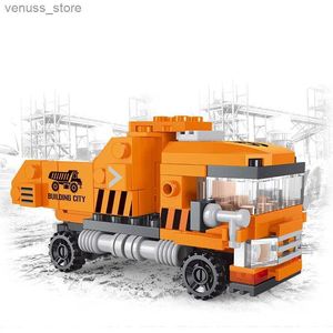 Bloques NUEVO Camión volquete pesado Ingeniería Mezclador de cemento Motor Mini cargador Coche Modelo clásico Bloques de construcción Conjuntos Ladrillos Toy City R231208