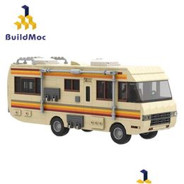 Blokkeert Nieuw MOC Amerikaans drama Breaking Bad Classic Walter White Pinkman Cooking Lab RV Town Hightech Ideas Building Block Toy Kid Gi DHMF3