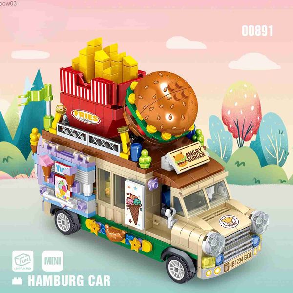 Blocs Nouvelle sortie Bus Mini pièces ville Compatible amis camping-car fruits Dessert voiture modèle bloc de construction ensemble enfants jouets de noël R231020