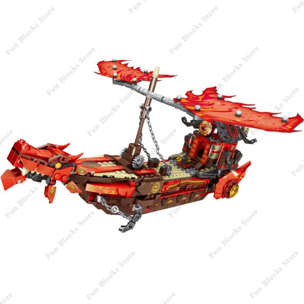 Bloqueos New Phantom Ninja Dragon Ship Modelo Builds Builds Sodiers Figuras Boat Bricks MOC Toyadores de niños creativos para niños Niños para niños