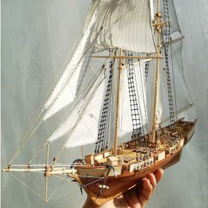 Blocks New Version Scale 1/96 Classics Ancient Ship wood Model Building Kits Harvey 1847 Wooden Sailboat DIY Adult Home DecorationsHKD230701