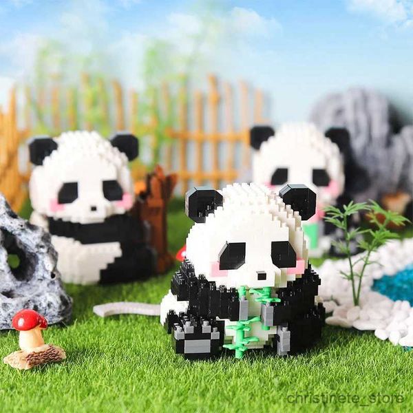 Blocs de construction Panda, modèle en plastique, cadeau de noël, Mini briques, jouet pour enfants, poupée animale à micro particules, jeux créatifs à assembler soi-même