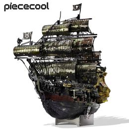 Blokken Piecool 3D Metal Puzzle The Queen Anne S Revenge Jigsaw Pirate Ship Diy Model Building Kits Toys voor tieners Brain Teaser 230209