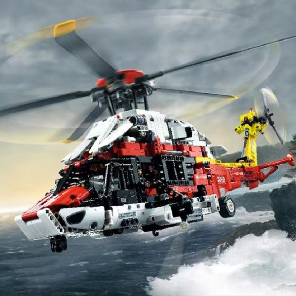 Helicóptero de rescate Airbus H175 técnico Premium 42145, modelo de bloques de construcción, juguete de bloques para niños y niñas, regalo, funciones motorizadas 230222