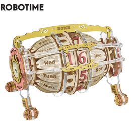 Blocs Robotime ROKR Time Engine 3D modèle en bois blocs de construction Kits bricolage assemblage jouet cadeau pour enfants enfants adultes LC801 230504