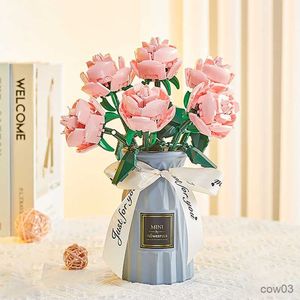 Blocs Romantique Bouquet Bloc De Construction Plante Tournesol Rose Fleur Modèle Fleur Briques DIY Fleurs Jouets Briques Enfants Ensembles Jouets Cadeau R230718