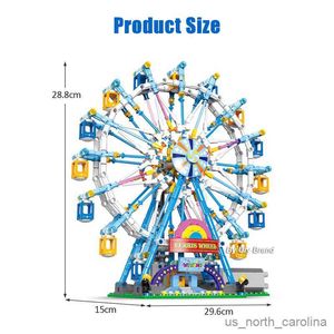 Bloques giratorios City Sky Ferris Wheel Función de energía eléctrica Lighten Set Bloques de construcción de juguete para niñas Regalo para niños R230907